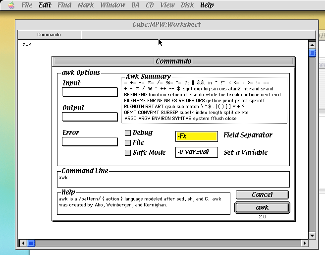 MPW with its Commando interface to Awk.