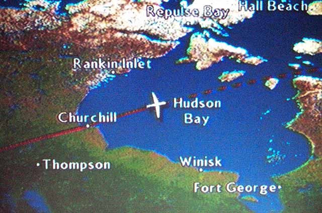 Channel 12, the navigation channel, showing us in real time over Hudson Bay.