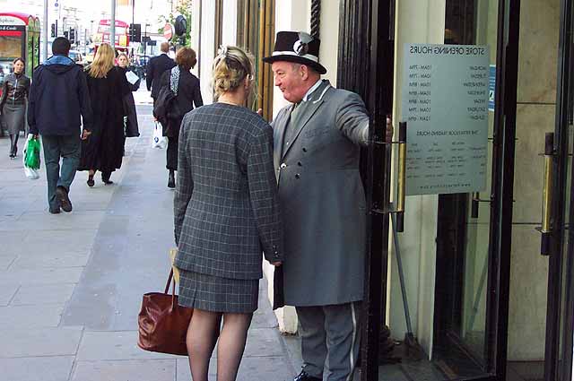 Conservative dress was seen in downtown, the Westminster area of London.