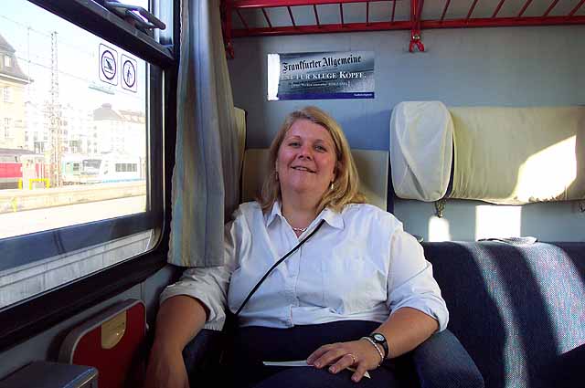 Beth in first class on the Regional Train to Garmisch-Partenkirchen.