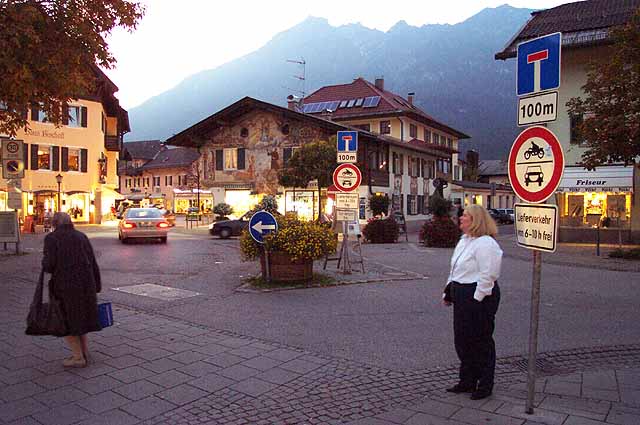 Garmisch at dusk when most of the shops close up.