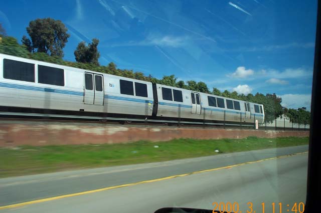 Bay Area Rapid Transit traveling 70 mph.