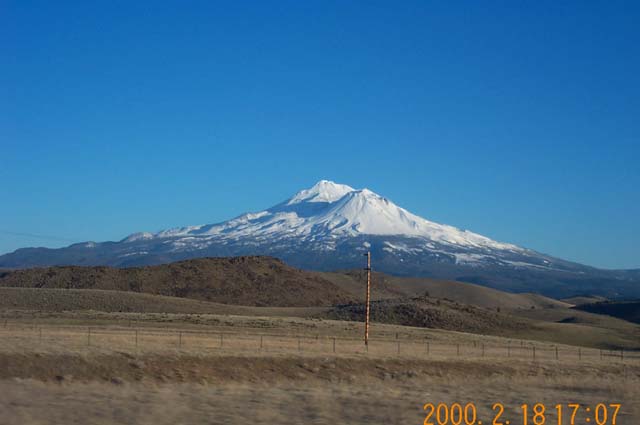 Mount Shasta in Northern California, height 14,162 feet.