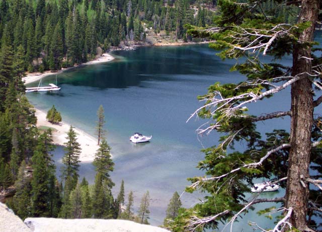 The colors of Emerald Bay remind one of the Caribbean